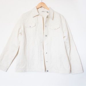 Laura Ashley | Vintage 90's/00’s Floral Embroidered Cream Beaded Jacket | Size M